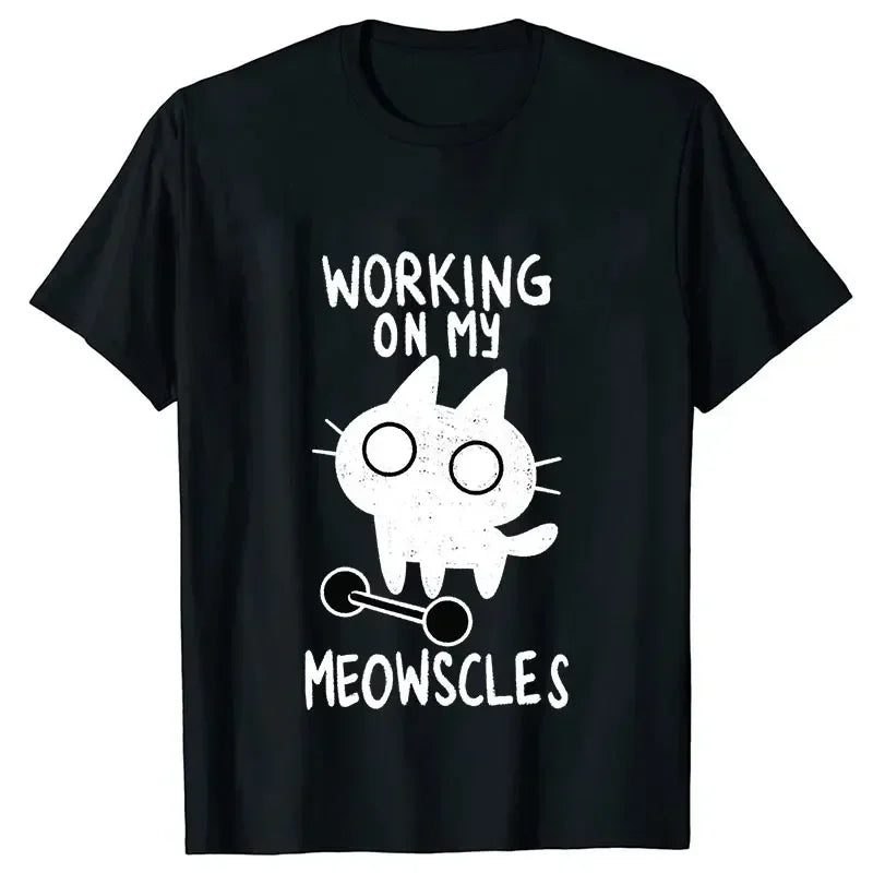 Fitness Cat Print T-Shirt - main product view