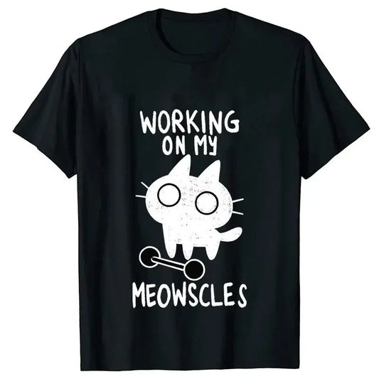 Fitness Cat Print T-Shirt - main product view