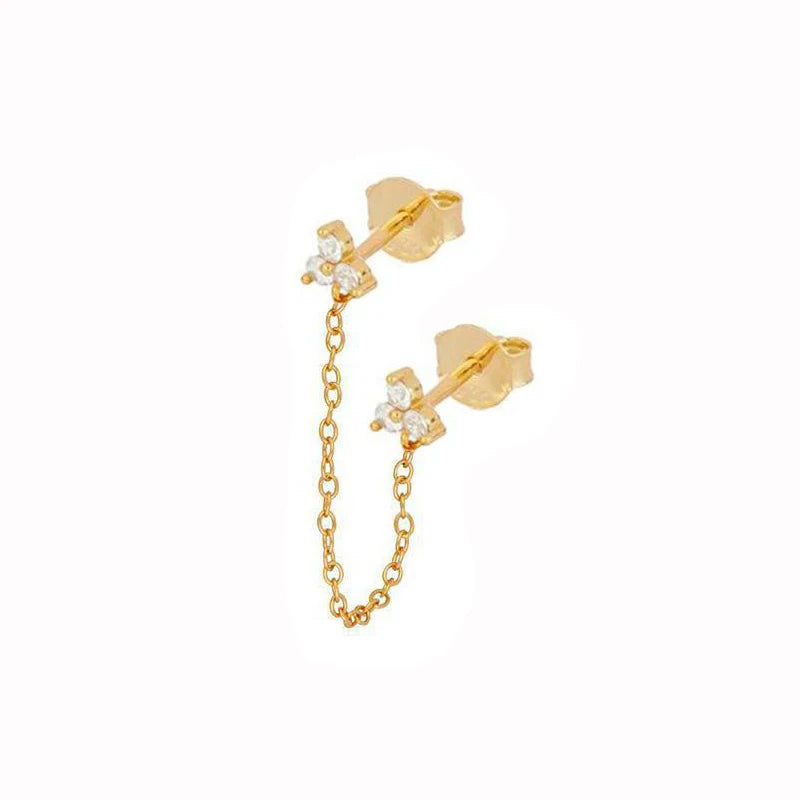 Double Pierced Chain Stud Earrings - additional view 24