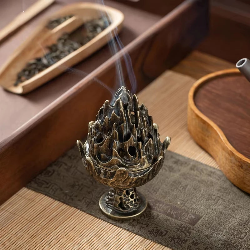 Mini Alloy Incense Holder - close-up of details