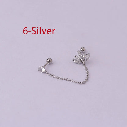 Double Pierced Chain Stud Earrings - additional view 62