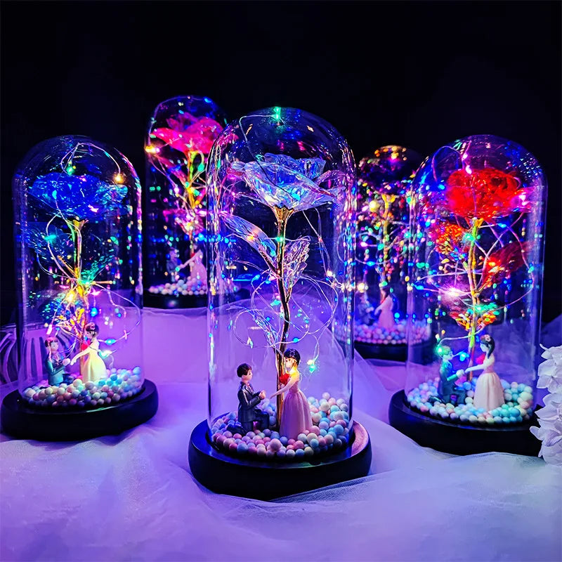 Luminous Eternal Rose in Glass Dome - in use