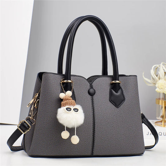 Women's square flap shoulder bag in soft PU, front view