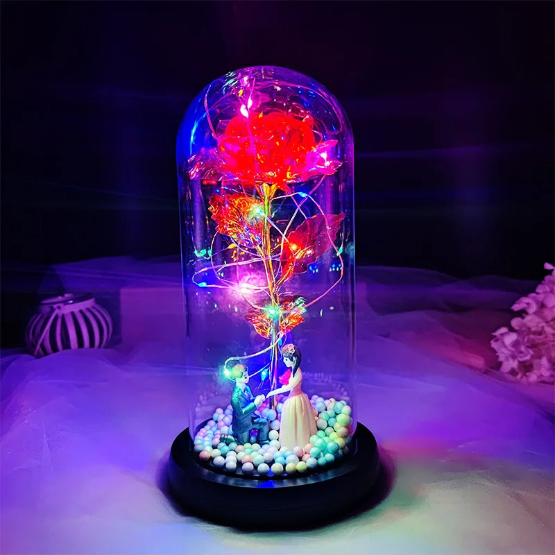 Luminous Eternal Rose in Glass Dome - additional view 20