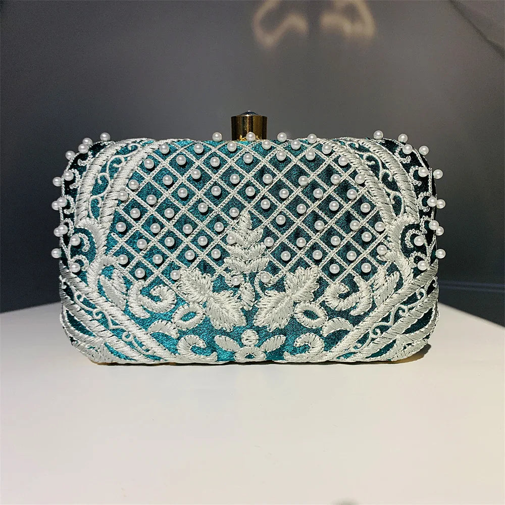 Embroidered Evening Clutch Bag - close-up of details