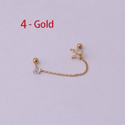 Double Pierced Chain Stud Earrings - additional view 43