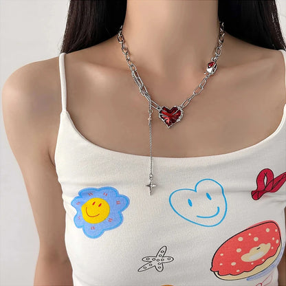 Y2K Gothic Red Heart Necklace - what's included