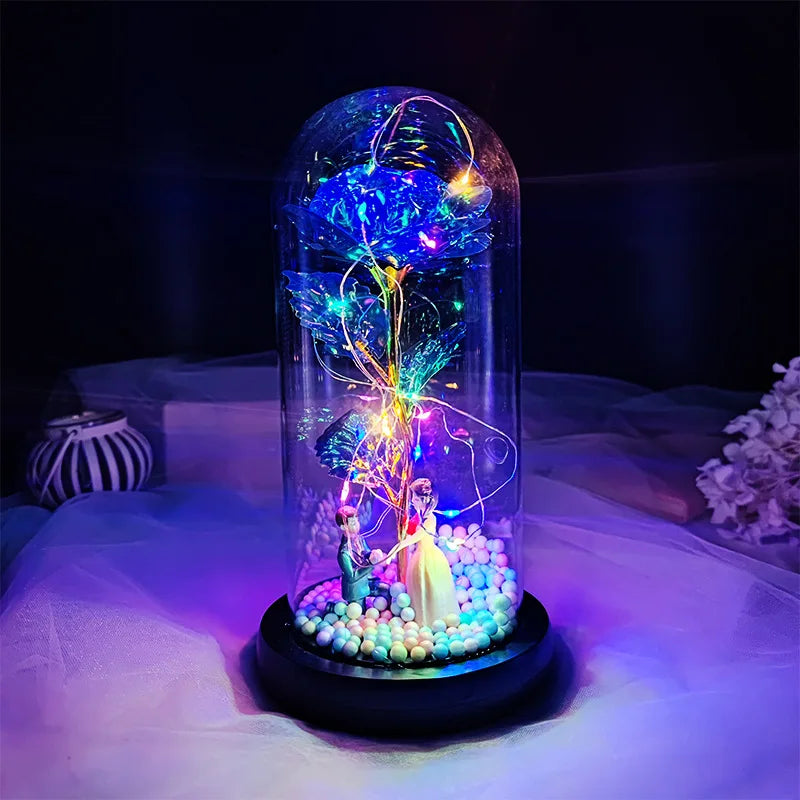 Luminous Eternal Rose in Glass Dome - additional view 15