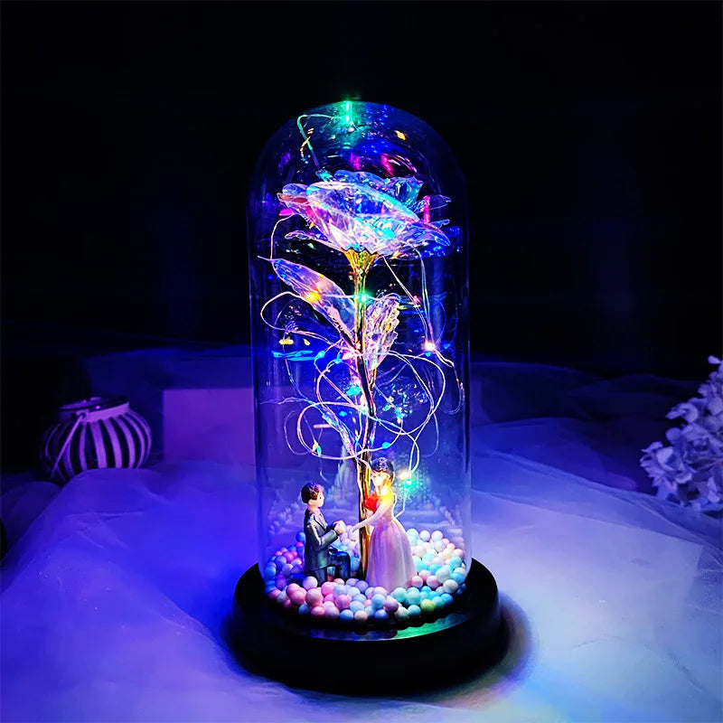 Luminous Eternal Rose in Glass Dome - additional view 16