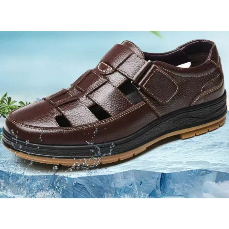 Men's Breathable Leather Shoes - back view