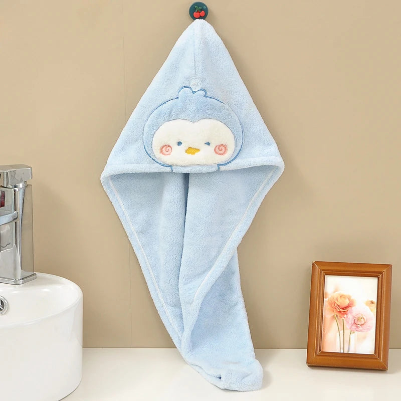 Coral Fleece Hair Drying Towel Cap - back view
