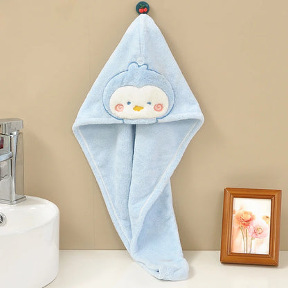 Coral Fleece Hair Drying Towel Cap - back view