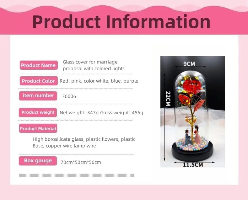 Luminous Eternal Rose in Glass Dome - what's included