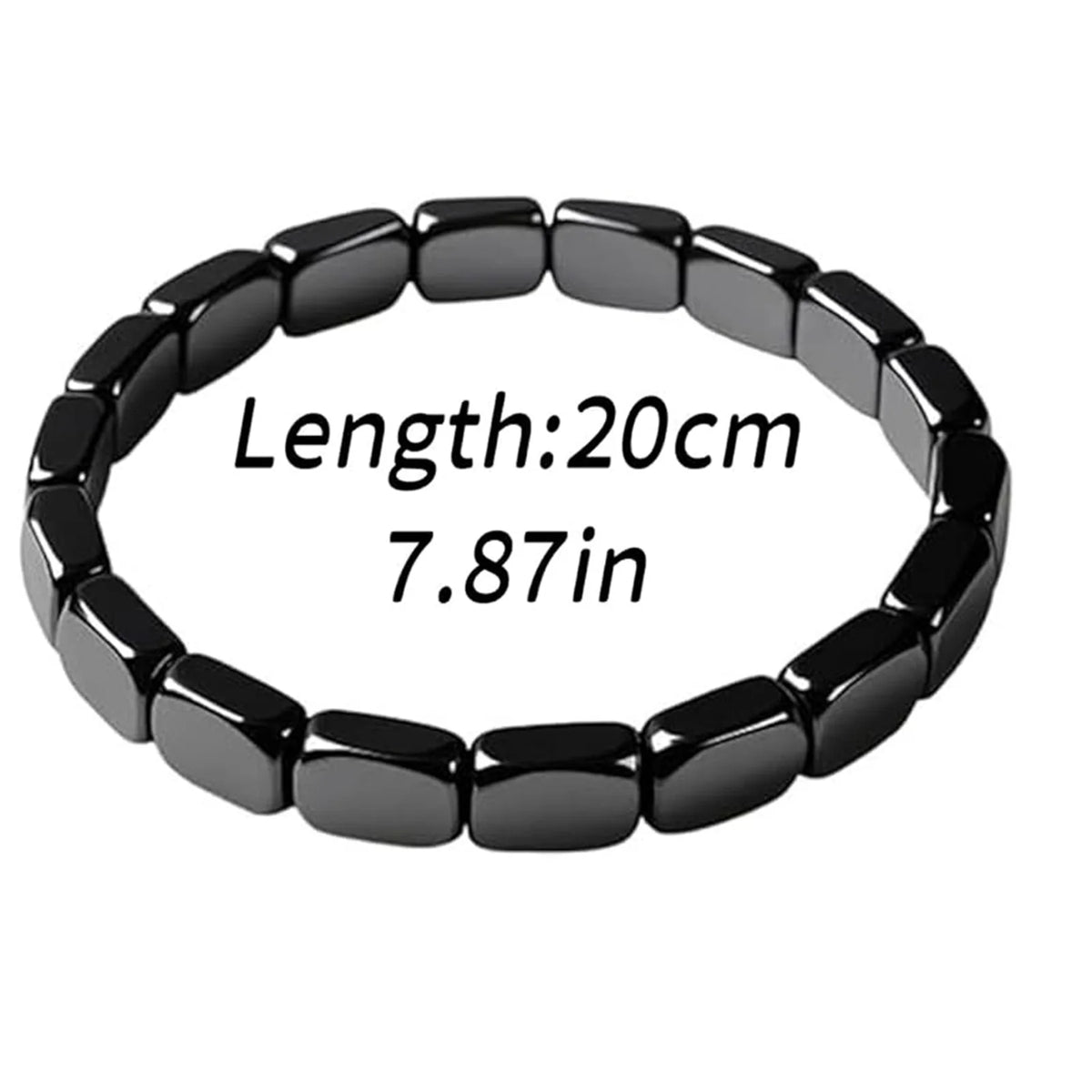 Natural Hematite Beaded Bracelet - close-up of details
