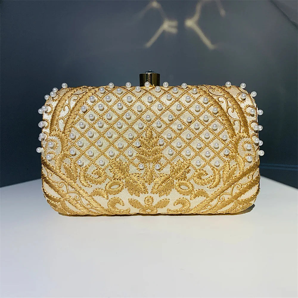 Embroidered Evening Clutch Bag - back view