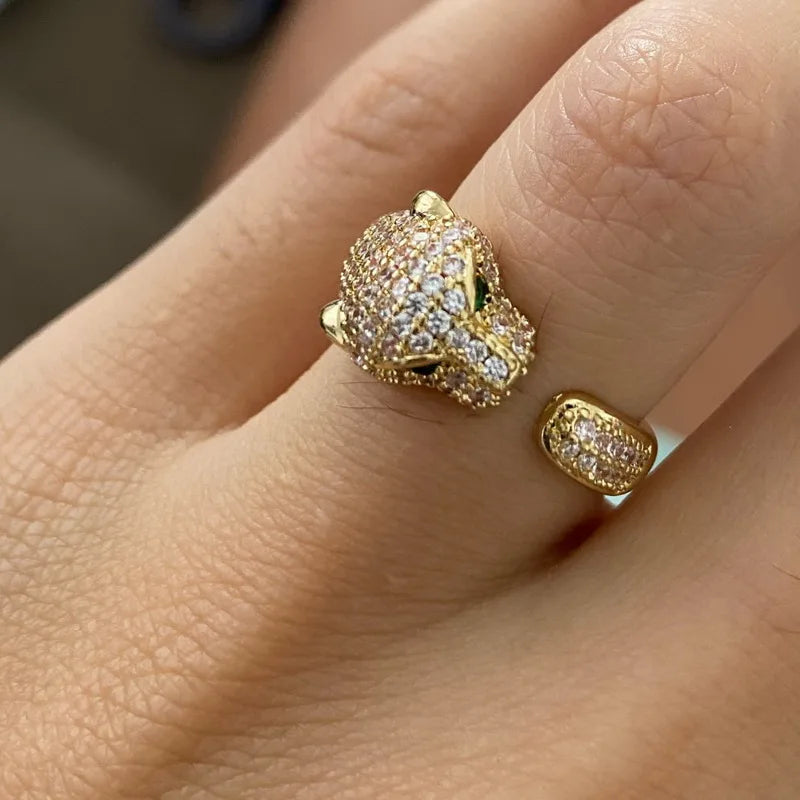 CZ Leopard Head Open Ring - product features