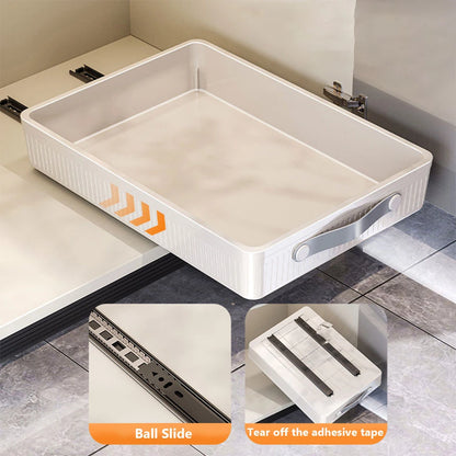 Pull-Out Cabinet Storage Tray - in use