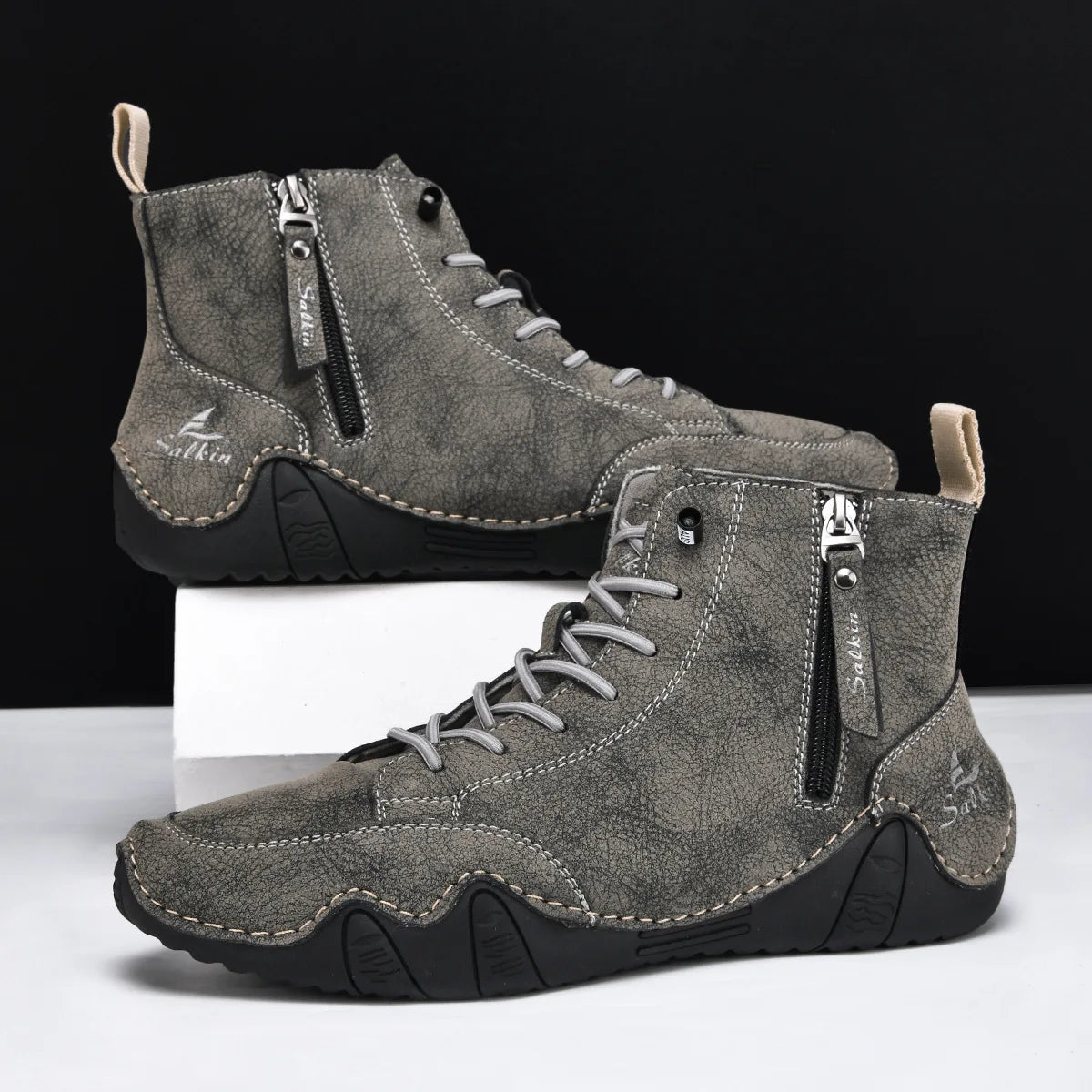Men's Zip-Up Ankle Boots - side view