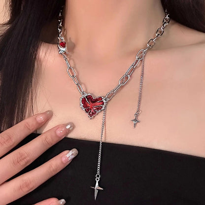 Y2K Gothic Red Heart Necklace - main product view