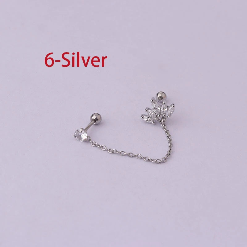 Double Pierced Chain Stud Earrings - additional view 51
