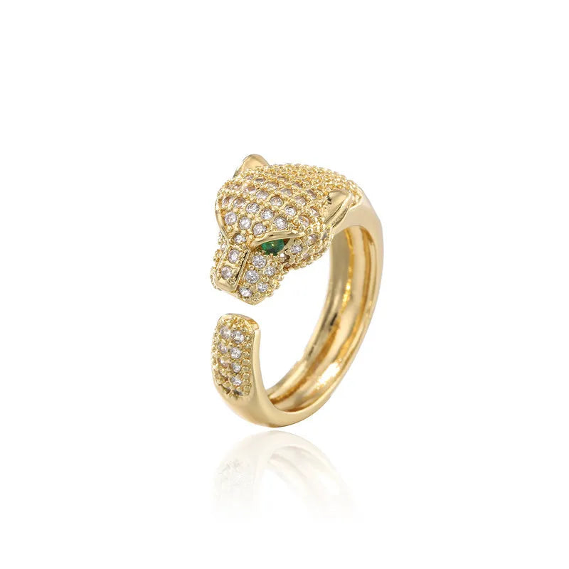 CZ Leopard Head Open Ring - size and specification details