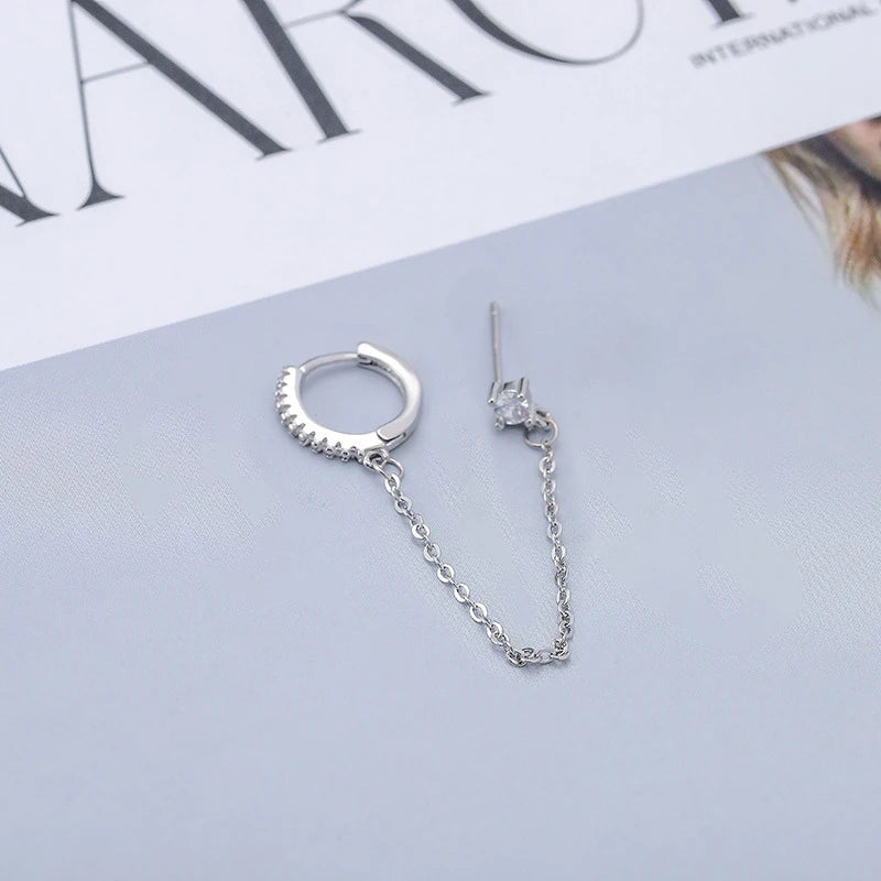 Double Pierced Chain Stud Earrings - additional view 36