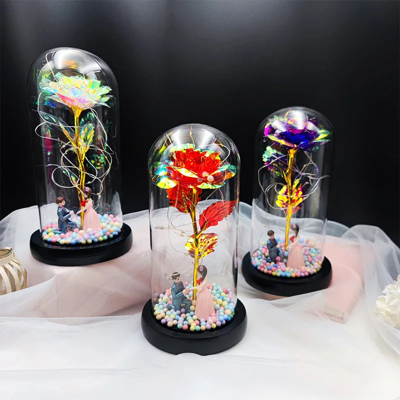 Luminous Eternal Rose in Glass Dome - additional view 10