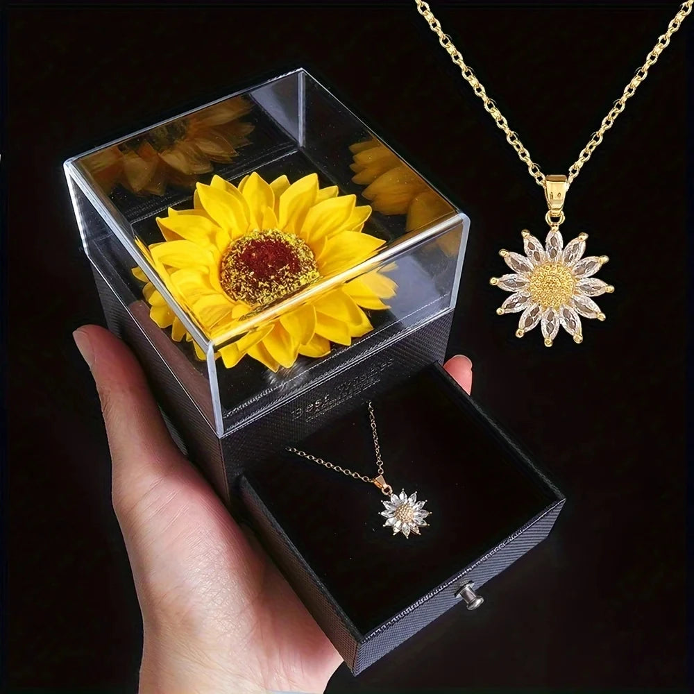 Sunflower Necklace with Gift Box - main product view