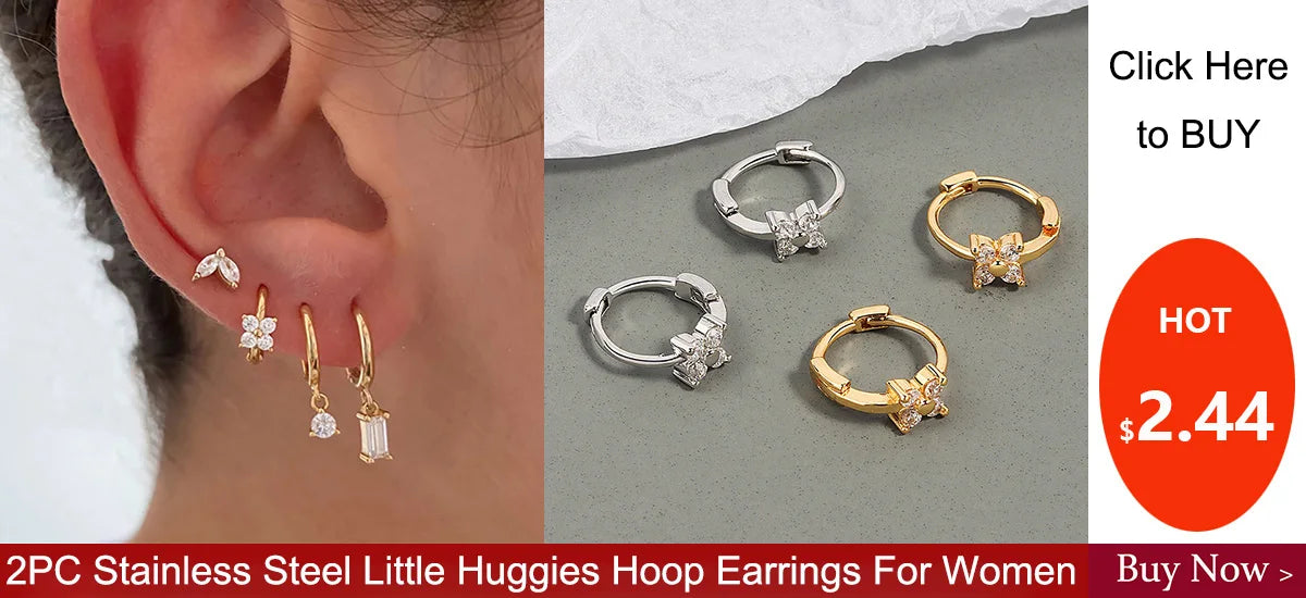 Double Pierced Chain Stud Earrings - additional view 14