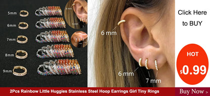 Double Pierced Chain Stud Earrings - additional view 9