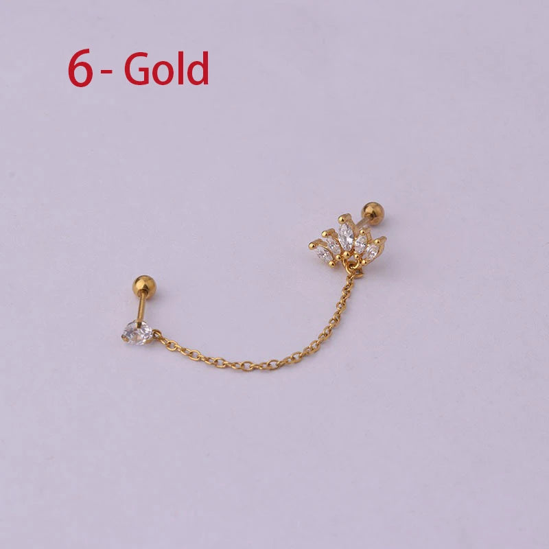 Double Pierced Chain Stud Earrings - additional view 45