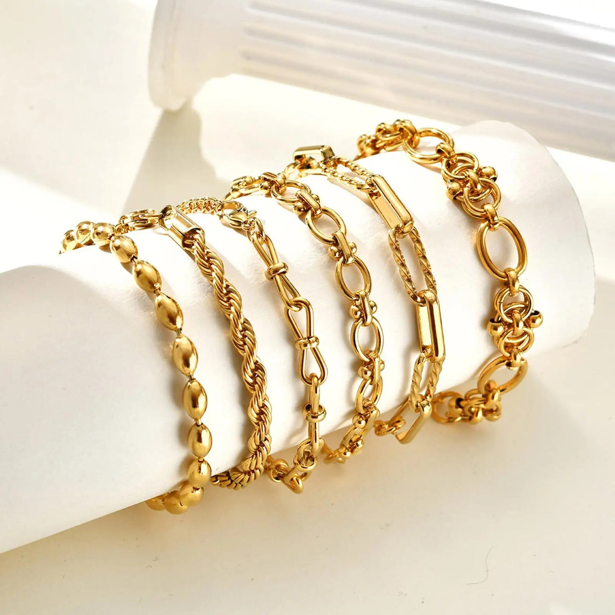 Gold Plated Chunky Chain Bracelet - close-up of details