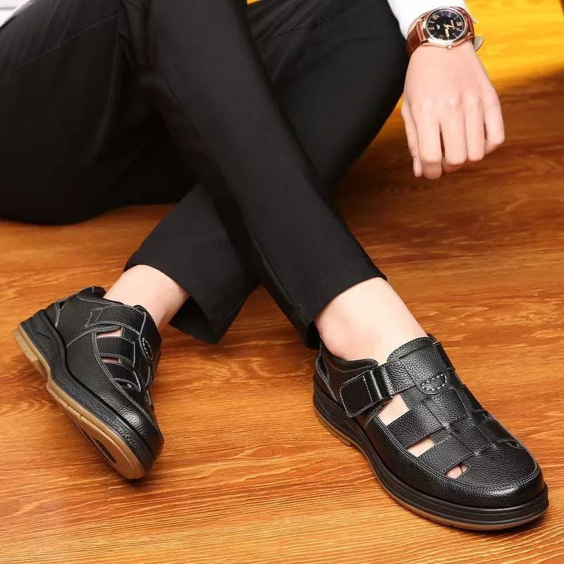 Men's Breathable Leather Shoes - in use