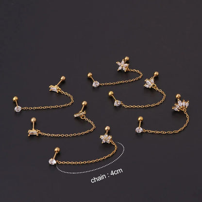 Double Pierced Chain Stud Earrings - additional view 22