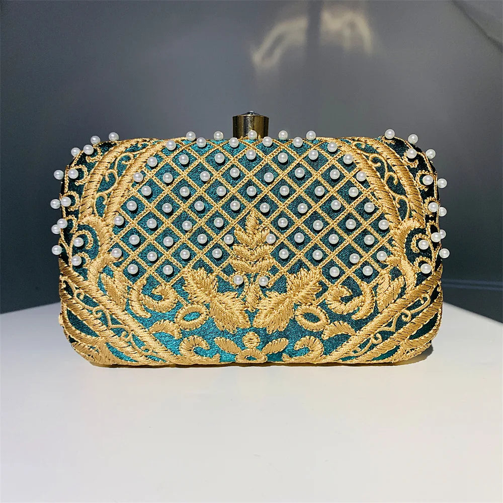 Embroidered Evening Clutch Bag - main product view
