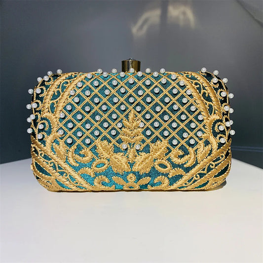Embroidered Evening Clutch Bag - main product view