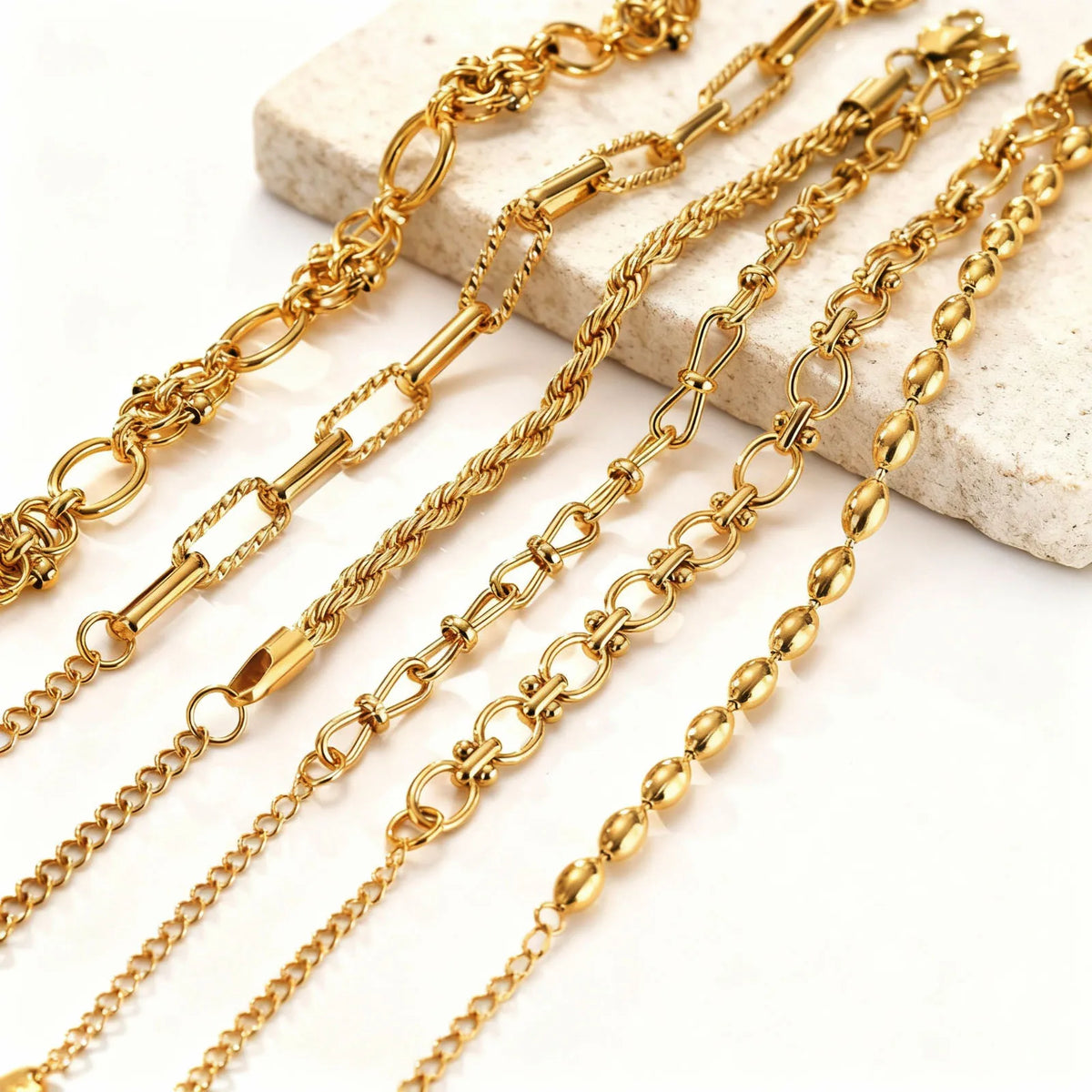 Gold Plated Chunky Chain Bracelet - in use