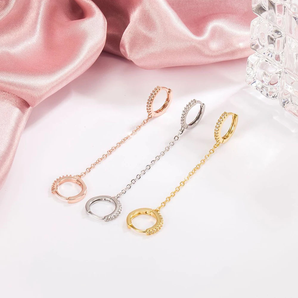 Double Pierced Chain Stud Earrings - size and specification details