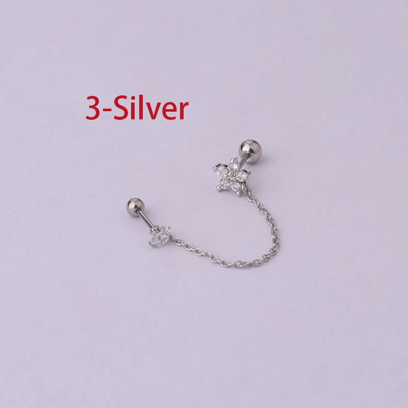 Double Pierced Chain Stud Earrings - additional view 67