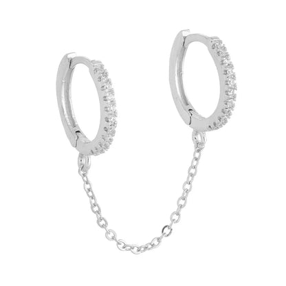 Double Pierced Chain Stud Earrings - additional view 70