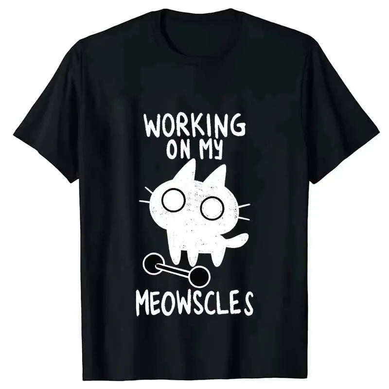 Fitness Cat Print T-Shirt - product features