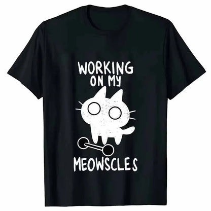 Fitness Cat Print T-Shirt - product features