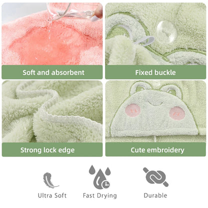 Coral Fleece Hair Drying Towel Cap - close-up of details