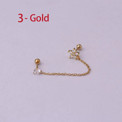 Double Pierced Chain Stud Earrings - additional view 58