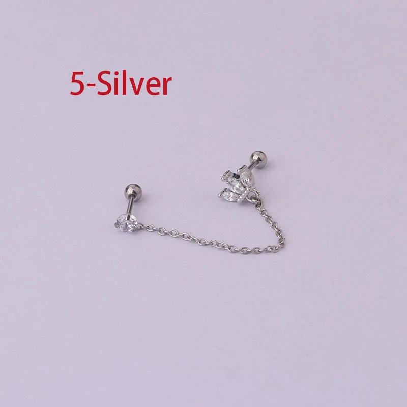 Double Pierced Chain Stud Earrings - additional view 65