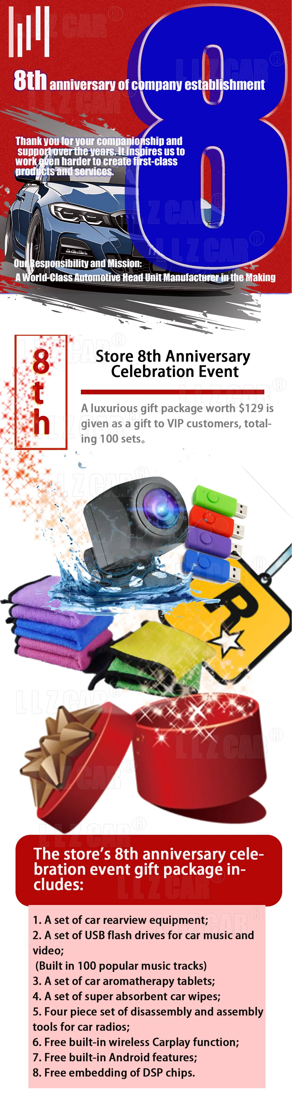 Car Accessories Gift Bundle - size and specification details