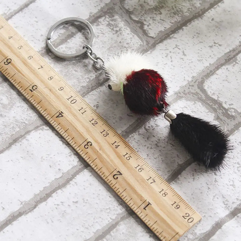 Plush animal keychain colour option, side view