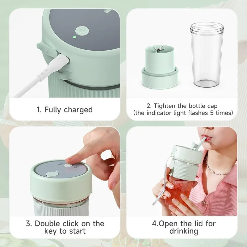 Portable Rechargeable Blender Bottle - size and specification details