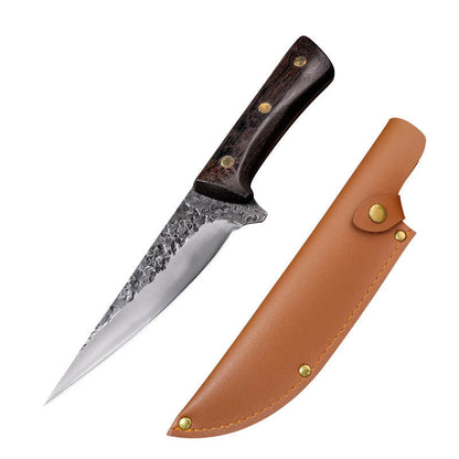 Hand Forged Chef Knife High Carbon Steel with Leather Sheath