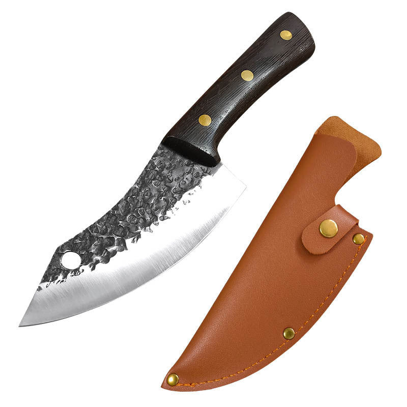 Hand Forged Chef Knife High Carbon Steel with Leather Sheath